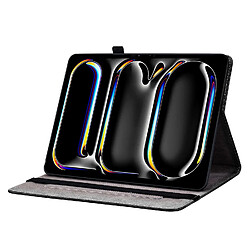 Housse pour iPad Pro 13 2024 Motif Floral avec Support et Porte-Stylet TPU Souple, Noir