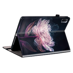 Housse pour Xiaomi Pad 5/5 Pro Motif Floral avec Support et Porte-Stylet TPU Souple, Noir Rose