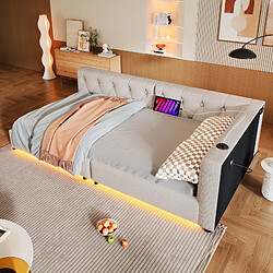 Avis STILVORA Canapé-lit en lin avec LED 90x200 cm, Beige