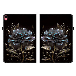 Housse pour iPad Air 13 2024/2025 Motif Floral avec Support et Porte-Stylet TPU Souple, Noir