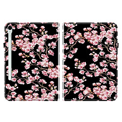 Housse pour Samsung Galaxy Tab S10 FE Motif Floral avec Support et Porte-Stylet TPU Souple, Rose
