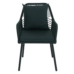 Mendler Lot de 2 chaises de jardin HWC-O12, coussins d'assise/de dossier d'extérieur, tressage en corde d'aluminium ~ vert, revêtement vert pas cher