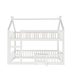 STILVORA Lit superposé enfant en bois avec escalier 90x200 cm, Blanc