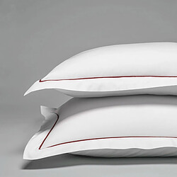 Cotton & Co Taie d'oreiller en percale de coton 160 fils avec bourdon bordeaux