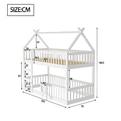 Avis STILVORA Lit superposé enfant en bois avec escalier 90x200 cm, Blanc