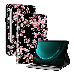 Housse pour Samsung Galaxy Tab S10 FE Motif Floral avec Support et Porte-Stylet TPU Souple, Rose