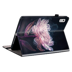 Housse pour Lenovo Tab M9 Motif Floral avec Support et Porte-Stylet TPU Souple, Noir Rose
