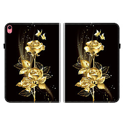 Housse pour iPad Air 13 2024/2025 Motif Floral avec Support et Porte-Stylet TPU Souple, Noir Or