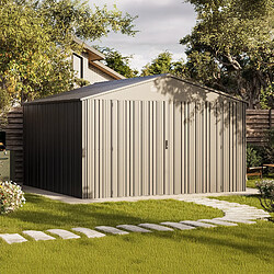 Hoggar – Abri de Jardin Extérieur Pioneer Y130 – Étagère et Supports Inclus – Montage Autoportant – Double Porte Renforcée – Serrure – Colonnes en V – Toit Robuste – 356x350x225cm – 12,46m²