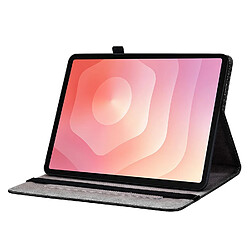 Housse pour Samsung Galaxy Tab S11 Motif Floral avec Support et Porte-Stylet TPU Souple, Noir Or pas cher