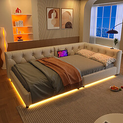 Acheter STILVORA Canapé-lit en lin avec LED 90x200 cm, Beige