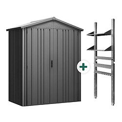 Hoggar – Abri de Jardin Extérieur Pioneer Y20 – Étagère et Supports Inclus – Montage Autoportant – Double Porte Renforcée – Serrure – Colonnes en V – Toit Robuste – 168x68x200cm – 1,14m²