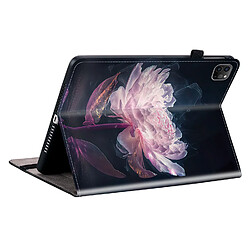 Housse pour iPad Pro 11 2021 Motif Floral avec Support et Porte-Stylet TPU Souple, Noir Rose