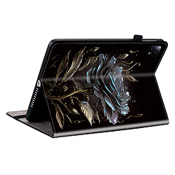Housse pour Xiaomi Pad 6/6 Pro Motif Floral avec Support et Porte-Stylet TPU Souple, Noir