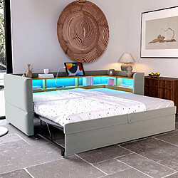 Acheter STILVORA Canapé-lit en flanellette avec LED et prises 90/180 x 190 cm, Gris clair