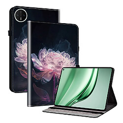 Housse pour Huawei MatePad Mini 8.8 Motif Floral avec Support et Porte-Stylet TPU Souple, Noir Rose
