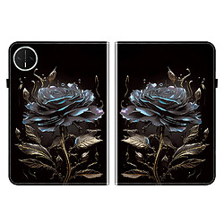 Housse pour Huawei MatePad Mini 8.8 Motif Floral avec Support et Porte-Stylet TPU Souple, Noir