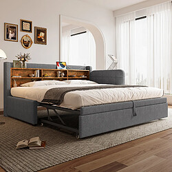 Avis STILVORA Lit de jour en lin avec lit gigogne 90x200 cm, Gris