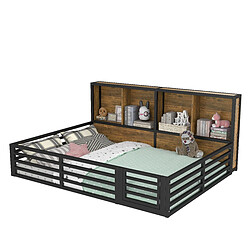 STILVORA Lit d’enfant type lit de jeu 140×200 cm avec protection contre les chutes, rangements latéraux et LED