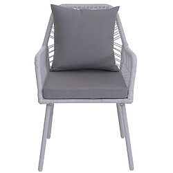 Mendler Lot de 2 chaises de jardin HWC-O12, coussins d'assise/de dossier d'extérieur, tressage en corde d'aluminium ~ gris clair, revêtement gris clair pas cher
