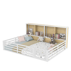 STILVORA Lit d’enfant type daybed 140×200 cm avec protection contre les chutes, étagères latérales et LED
