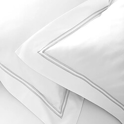 Cotton & Co Taie d'oreiller en satin de coton égyptien 320 fils double bourdon argent