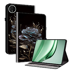 Housse pour Huawei MatePad Mini 8.8 Motif Floral avec Support et Porte-Stylet TPU Souple, Noir