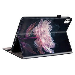 Housse pour iPad Pro 13 2024 Motif Floral avec Support et Porte-Stylet TPU Souple, Noir Rose