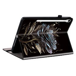 Housse pour Samsung Galaxy Tab S9 Motif Floral avec Support et Porte-Stylet TPU Souple, Noir