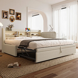 Acheter STILVORA Lit banquette en lin avec lit gigogne 90x200 cm, Beige