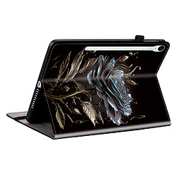 Housse pour Samsung Galaxy Tab S9 FE Motif Floral avec Support et Porte-Stylet TPU Souple, Noir