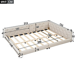 STILVORA Lit de jour en lin avec LED 140x200 cm, Beige pas cher