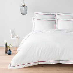 Cotton & Co Housse de couette en percale de coton 160 fils avec bourdon bordeaux