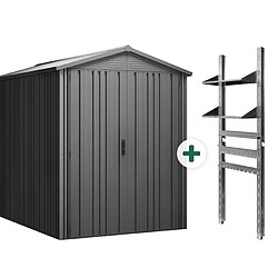 Hoggar – Abri de Jardin Extérieur Pioneer Y50 – Étagère et Supports Inclus – Montage Autoportant – Double Porte Renforcée – Serrure – Colonnes en V – Toit Robuste – 168x256x200cm – 4,30m²