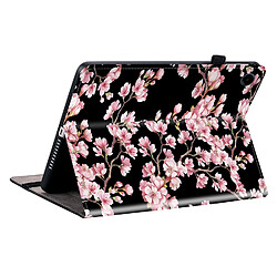 Housse pour Samsung Galaxy Tab A9 Motif Floral avec Support et Porte-Stylet TPU Souple, Rose