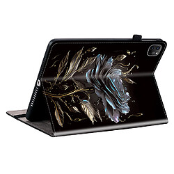 Housse pour iPad Pro 11 2021 Motif Floral avec Support et Porte-Stylet TPU Souple, Noir