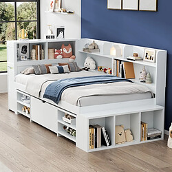 STILVORA Lit d'enfant 90×190 cm avec rangements & sommier à lattes inclus, blanc