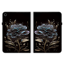 Housse pour Samsung Galaxy Tab A11 Motif Floral avec Support et Porte-Stylet TPU Souple, Noir