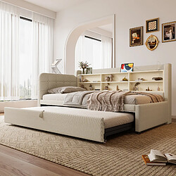 Avis STILVORA Lit banquette en lin avec lit gigogne 90x200 cm, Beige
