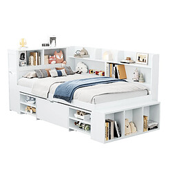 STILVORA Lit d'enfant 90×190 cm avec rangements & sommier à lattes inclus, blanc