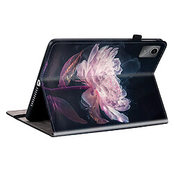 Housse pour Lenovo Tab M11 Motif Floral avec Support et Porte-Stylet TPU Souple, Noir Rose