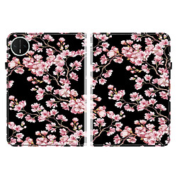 Housse pour Huawei MatePad Mini 8.8 Motif Floral avec Support et Porte-Stylet TPU Souple, Rose