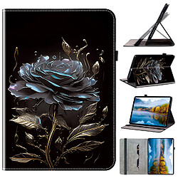 Acheter Housse pour Samsung Galaxy Tab S9 FE Motif Floral avec Support et Porte-Stylet TPU Souple, Noir