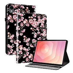 Housse pour Samsung Galaxy Tab S11 Motif Floral avec Support et Porte-Stylet TPU Souple, Rose