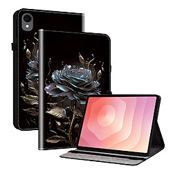 Housse pour Samsung Galaxy Tab S11 Motif Floral avec Support et Porte-Stylet TPU Souple, Noir