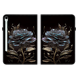 Housse pour Samsung Galaxy Tab S10 FE Motif Floral avec Support et Porte-Stylet TPU Souple, Noir