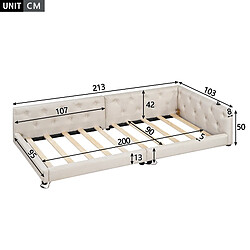 STILVORA Canapé-lit en lin avec LED 90x200 cm, Beige pas cher