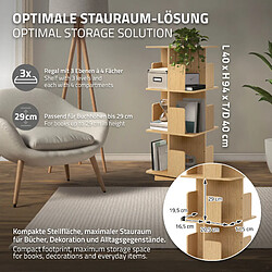 ML-Design Bibliothèque tournante 3 niveaux 12 compartiments beige chêne bois 40x94x40 cm étagère pivotante 360 degrés