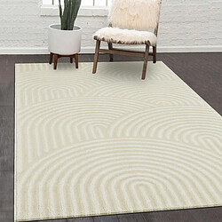 UnAmourDeTapis tapis salon 120x160 tissé beige et noir rectangle motif géométrique LUNKIN