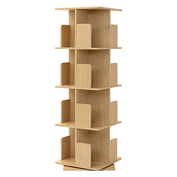 ML-Design Bibliothèque tournante 4 niveaux 16 compartiments beige chêne bois 40x124,5x40 cm étagère pivotante 360 degrés